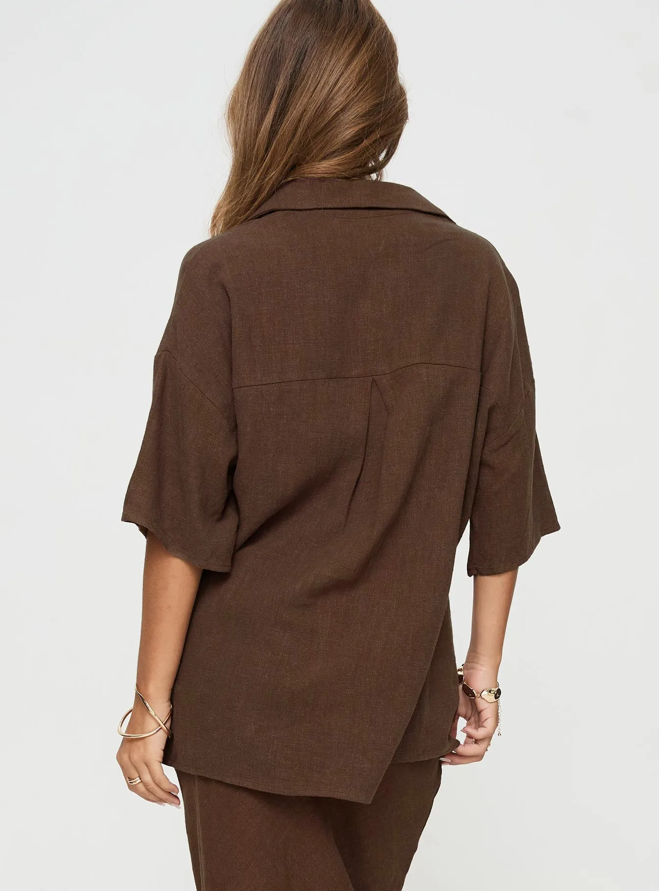 Guava Linen Blend Shirt Chocolate