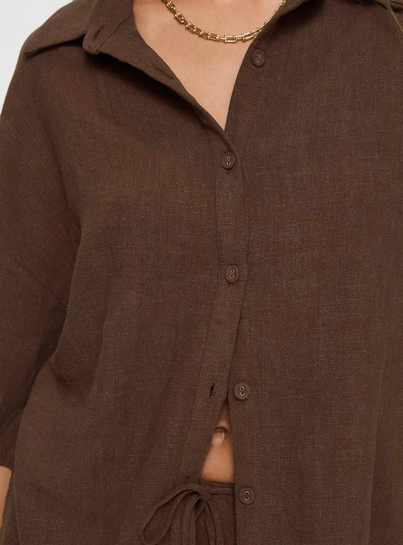 Guava Linen Blend Shirt Chocolate