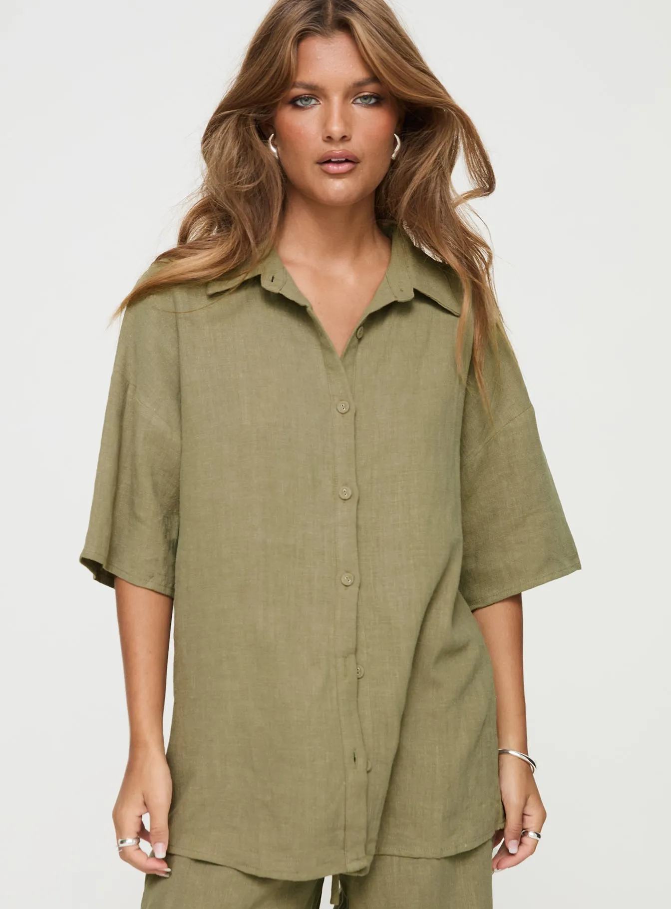 Guava Linen Blend Shirt Olive