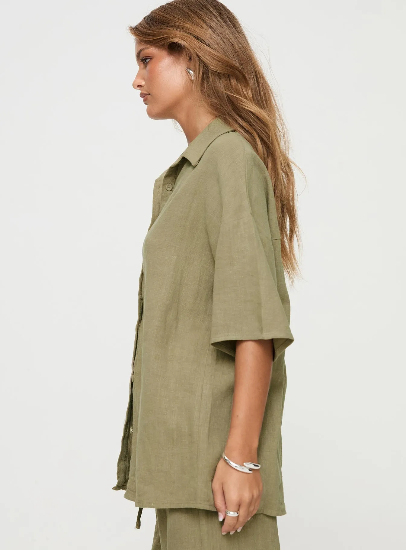 Guava Linen Blend Shirt Olive