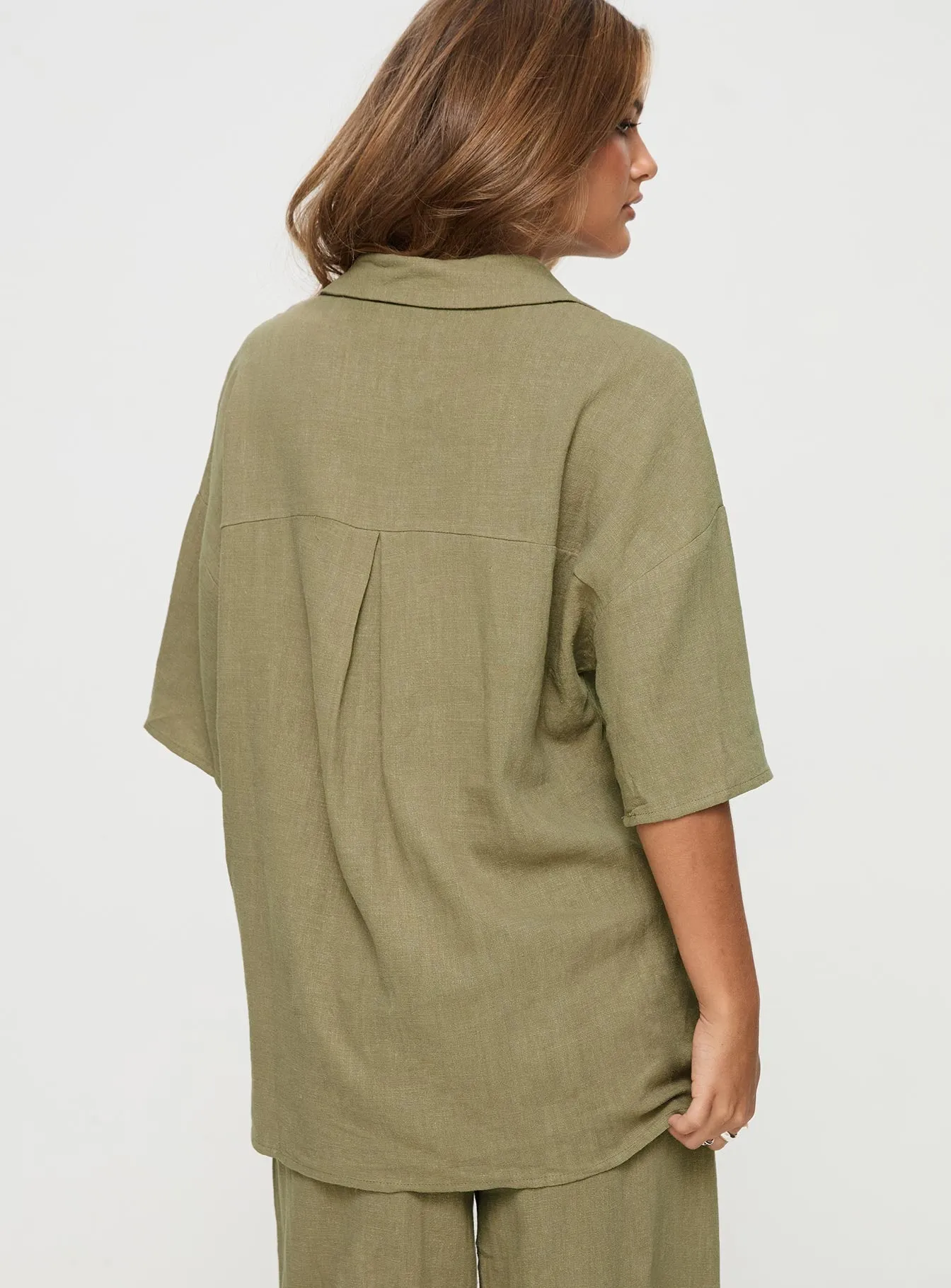 Guava Linen Blend Shirt Olive