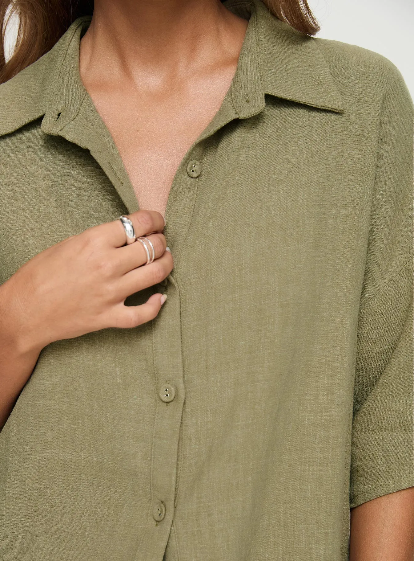 Guava Linen Blend Shirt Olive