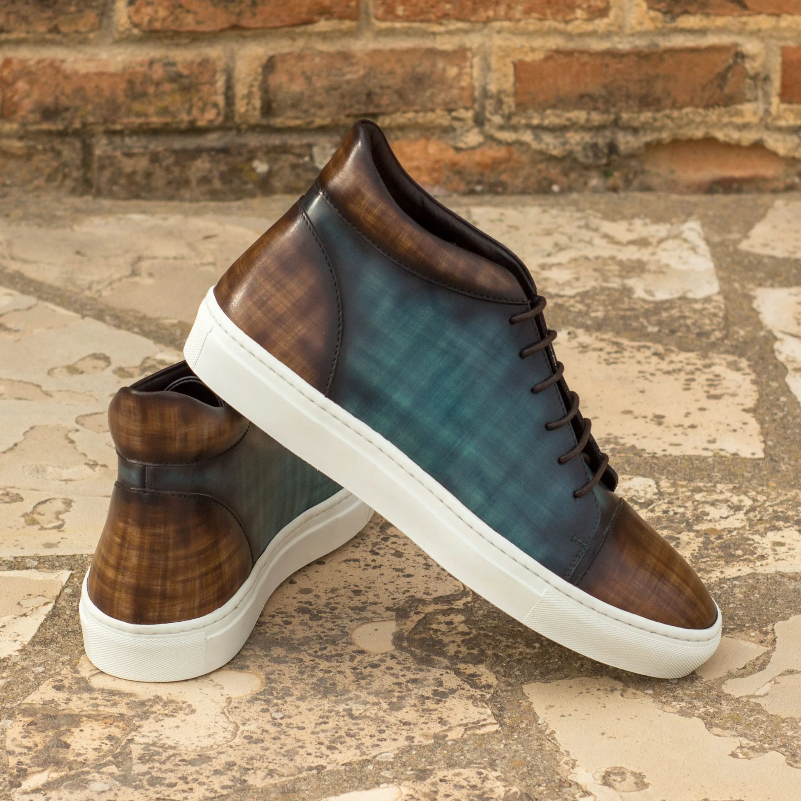 --Hand Made Patina High Tops Sneaker-