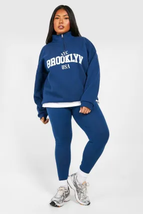 Hoodies & Sweatshirts | Plus Brooklyn Half Zip And Legging Set | boohoo