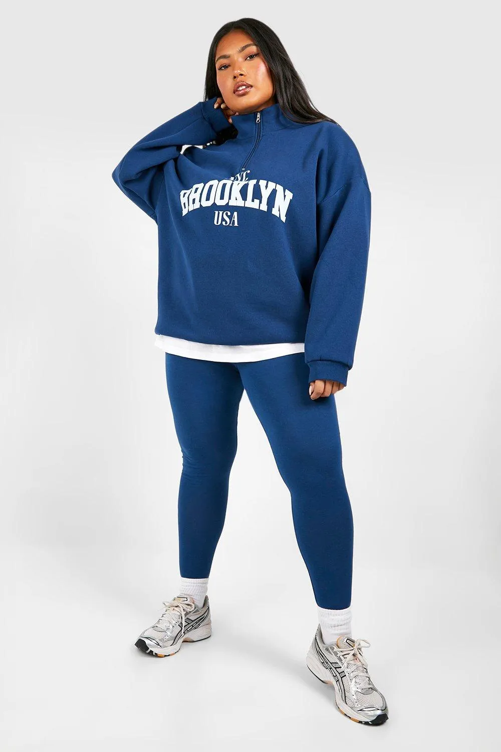 Hoodies & Sweatshirts | Plus Brooklyn Half Zip And Legging Set | boohoo