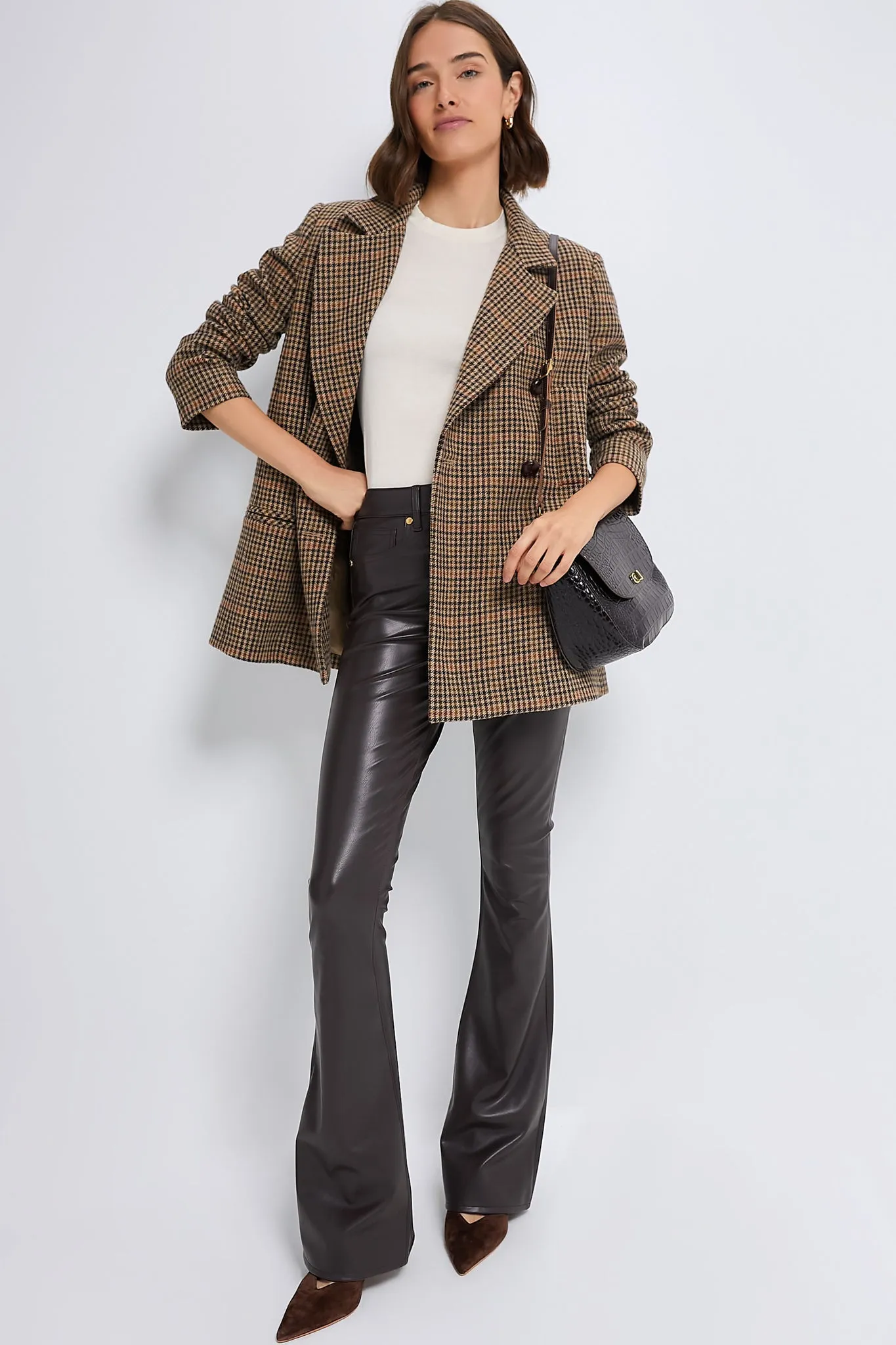 Houndstooth Wool Tweed Kensington Coat