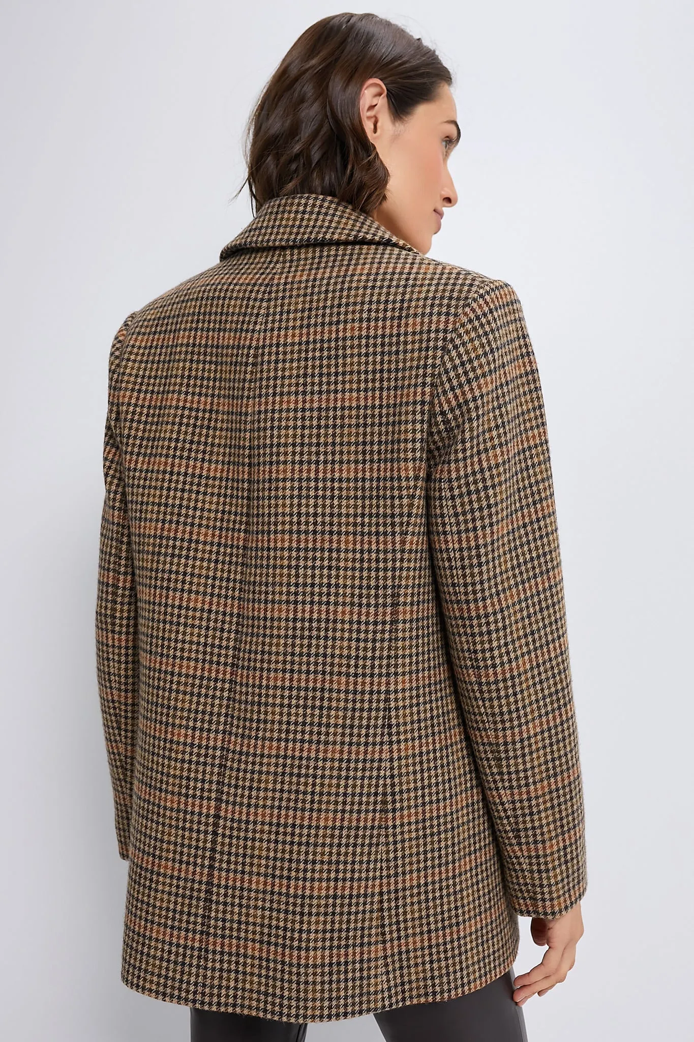 Houndstooth Wool Tweed Kensington Coat