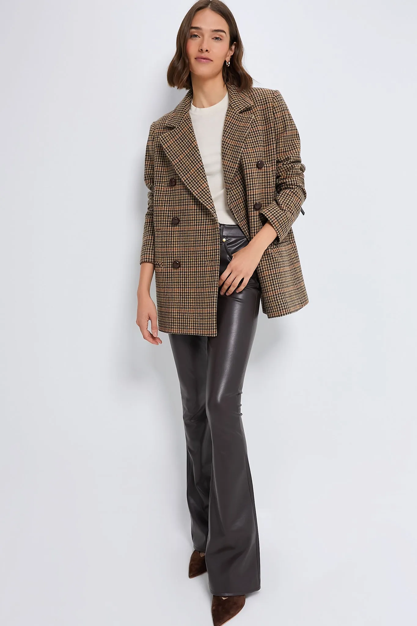 Houndstooth Wool Tweed Kensington Coat