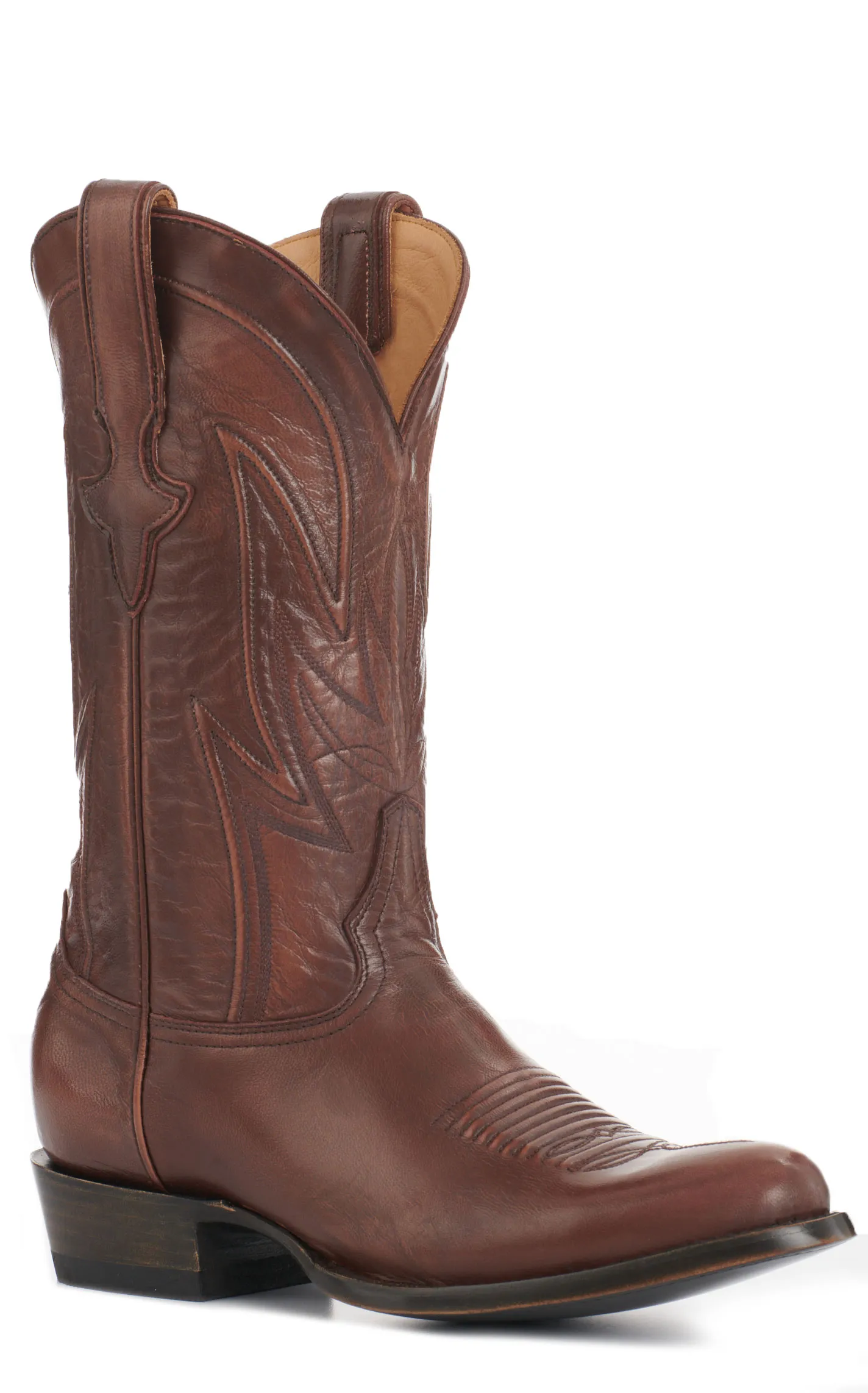 JRC & Sons Men's Creed Brush Off Goat Round Toe Cowboy Boot in Tan