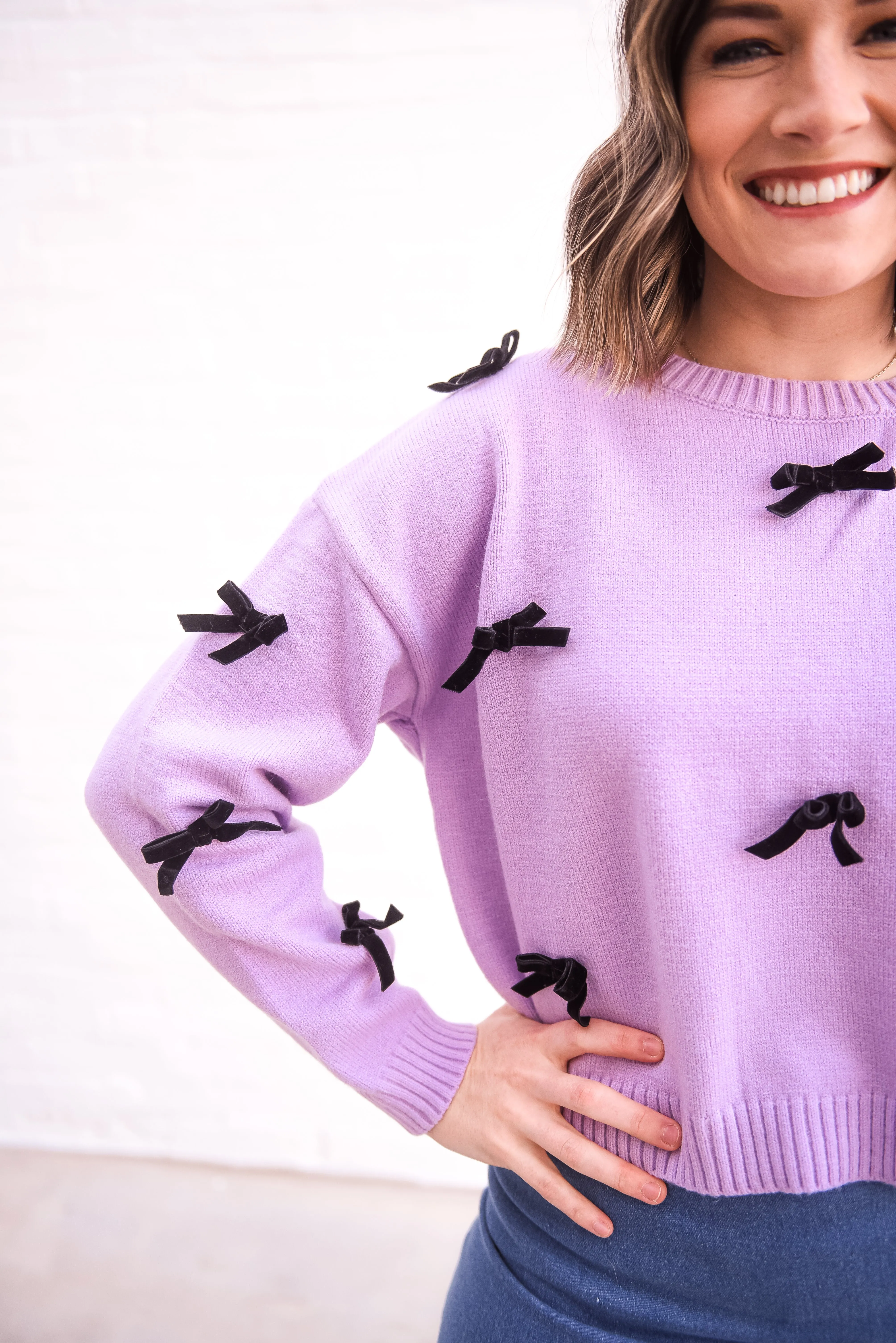 Lavender Bow Detail Sweater