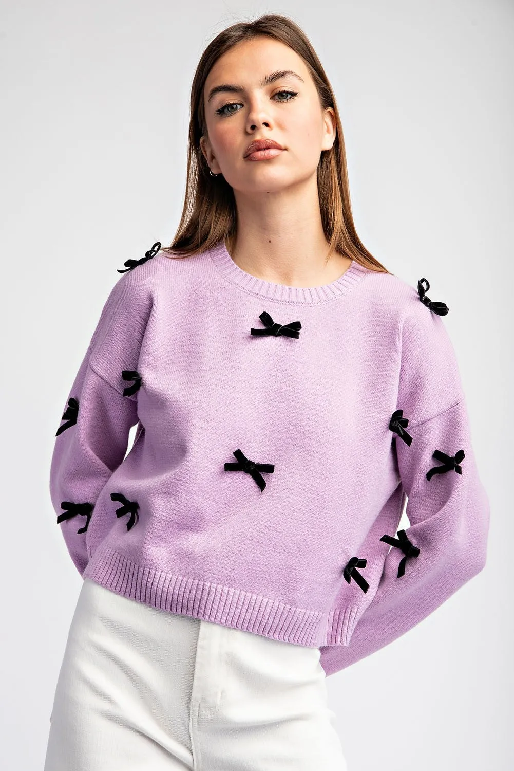 Lavender Bow Detail Sweater