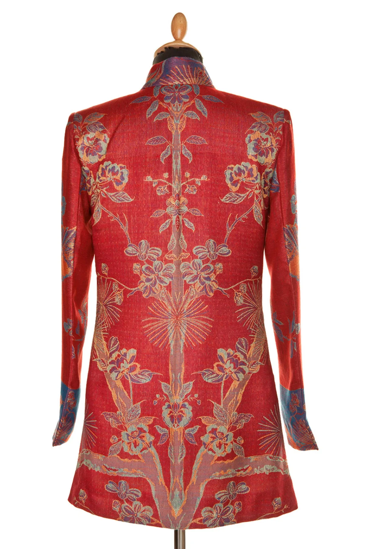 Long Nehru Jacket in Venetian Red