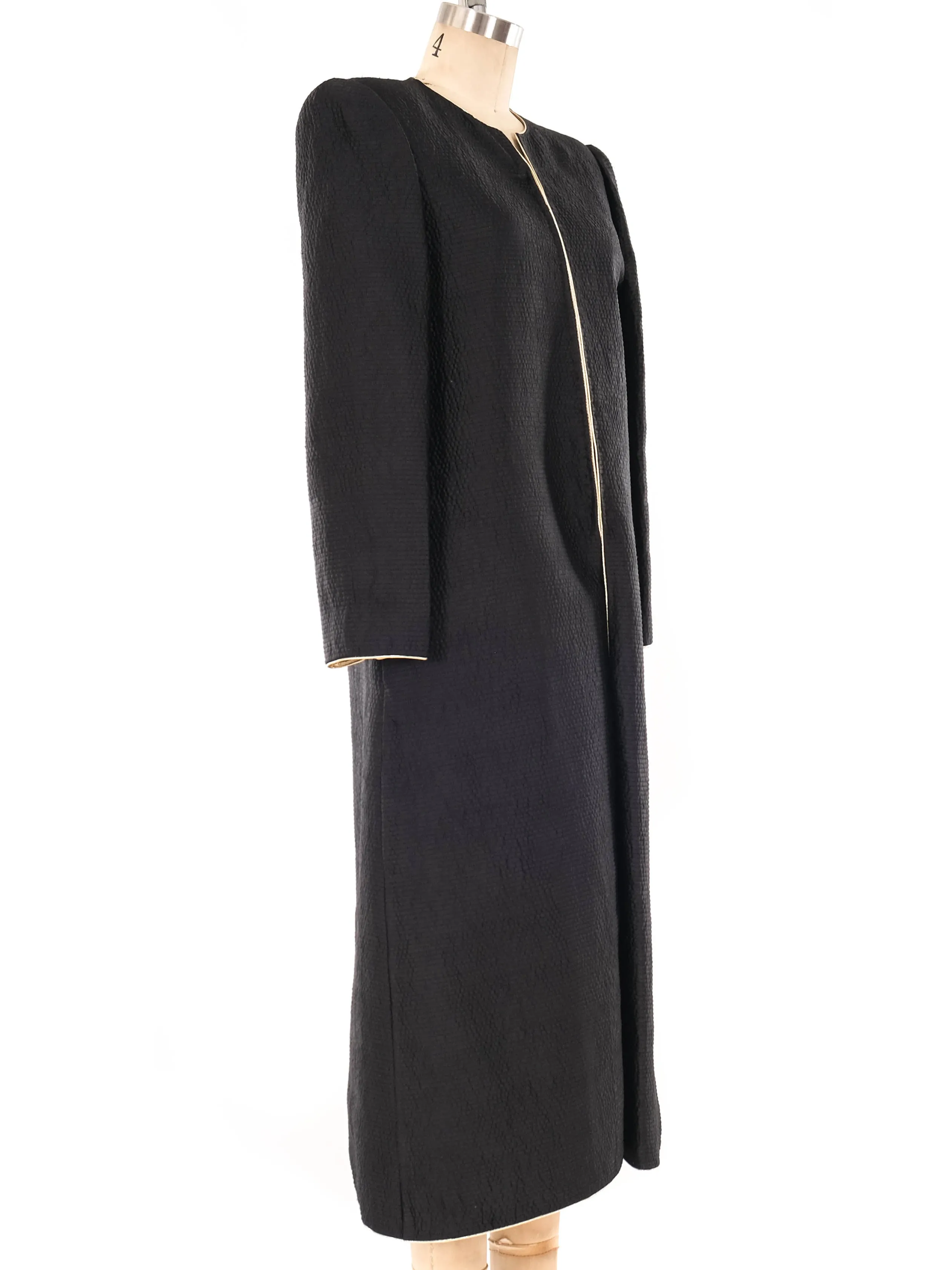 Mary McFadden Black Quilted Maxi Jacket