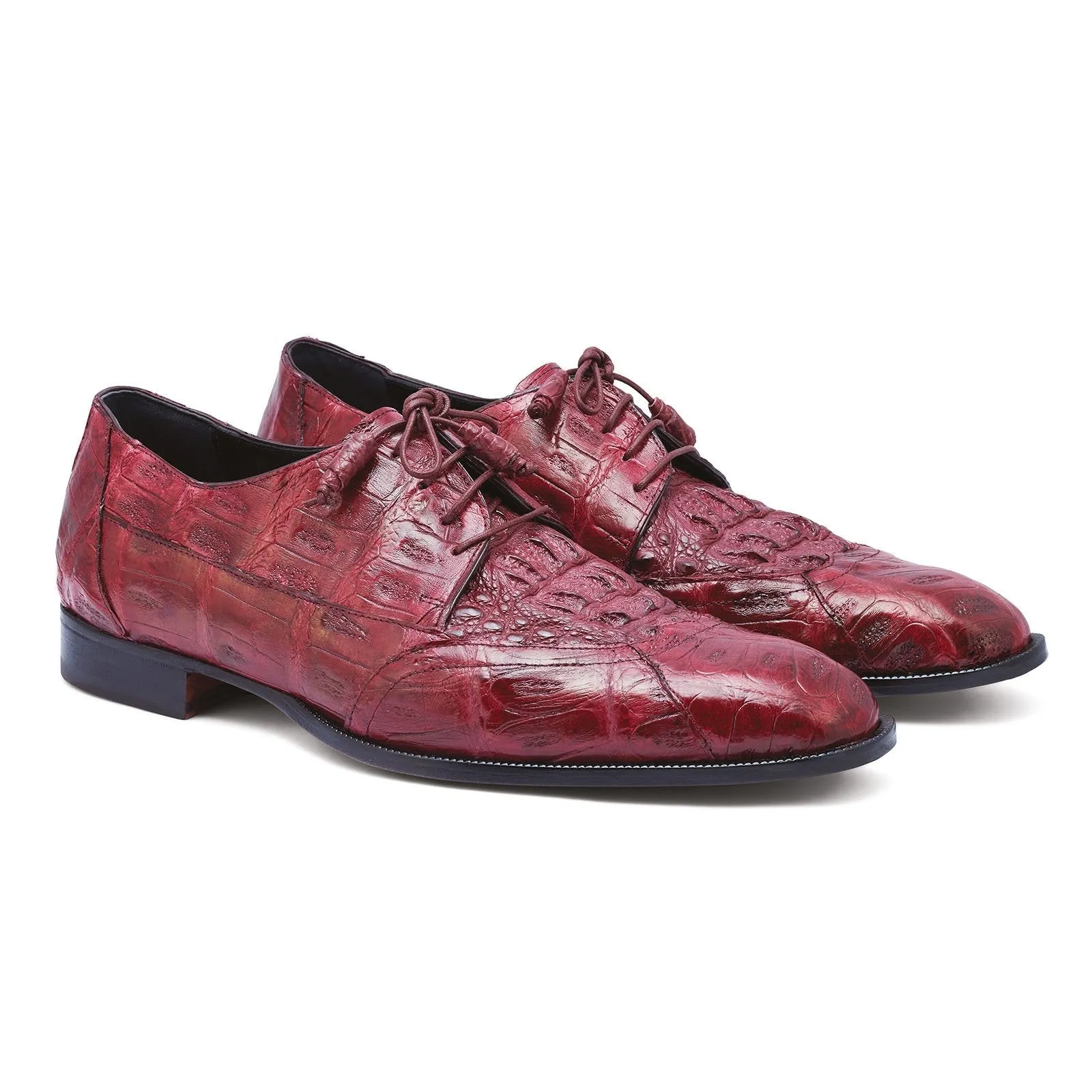 Mauri Casino M777 Men's Shoes Burgundy Crocodile / Hornback Oxfords (MA5265)