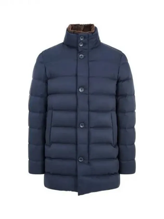 Men s fur collar goose down padded coat dark navy 270485