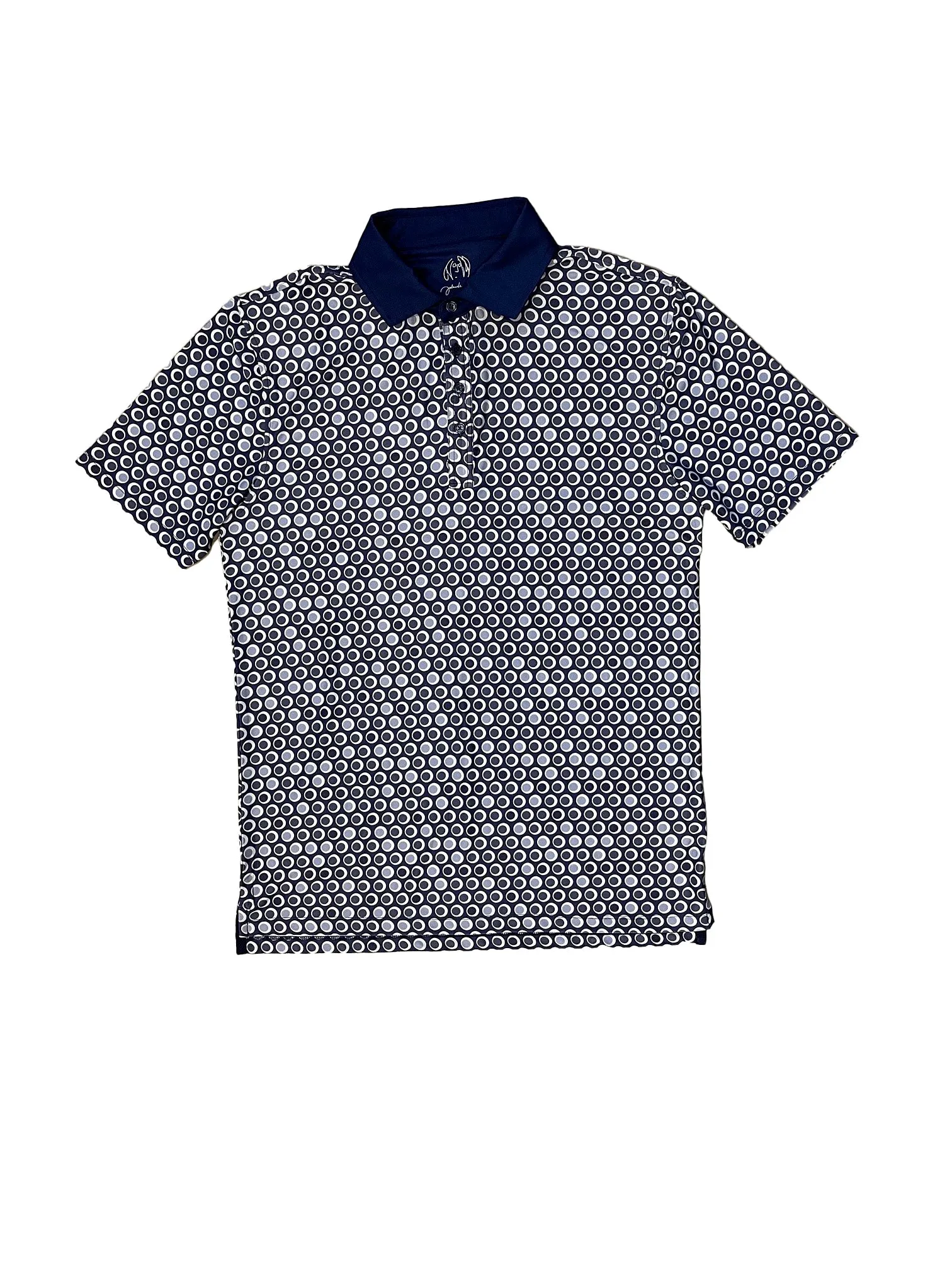 Men's John Lennon Polystretch Pattern Polo - BLUE CIRCLES