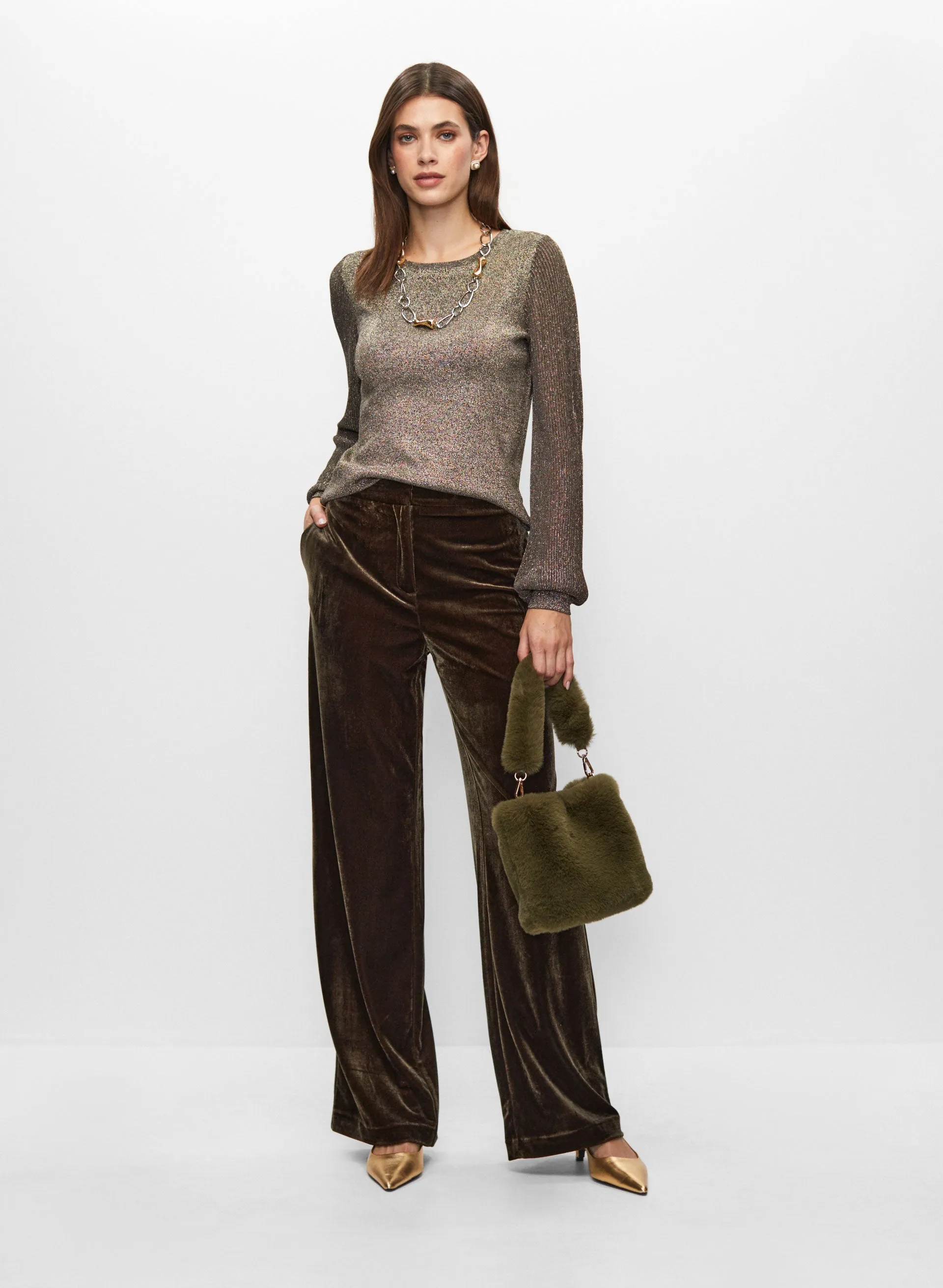 Metallic Sweater & Velour Pants