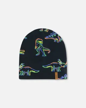 Mid-Season Jersey Hat Black Printed Neon Dino