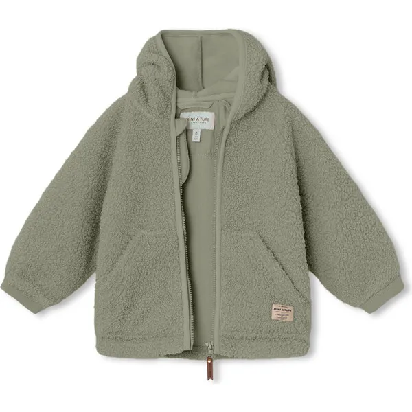 Mini A Ture Recycled Liff Teddy Fleece Jacket, Vert