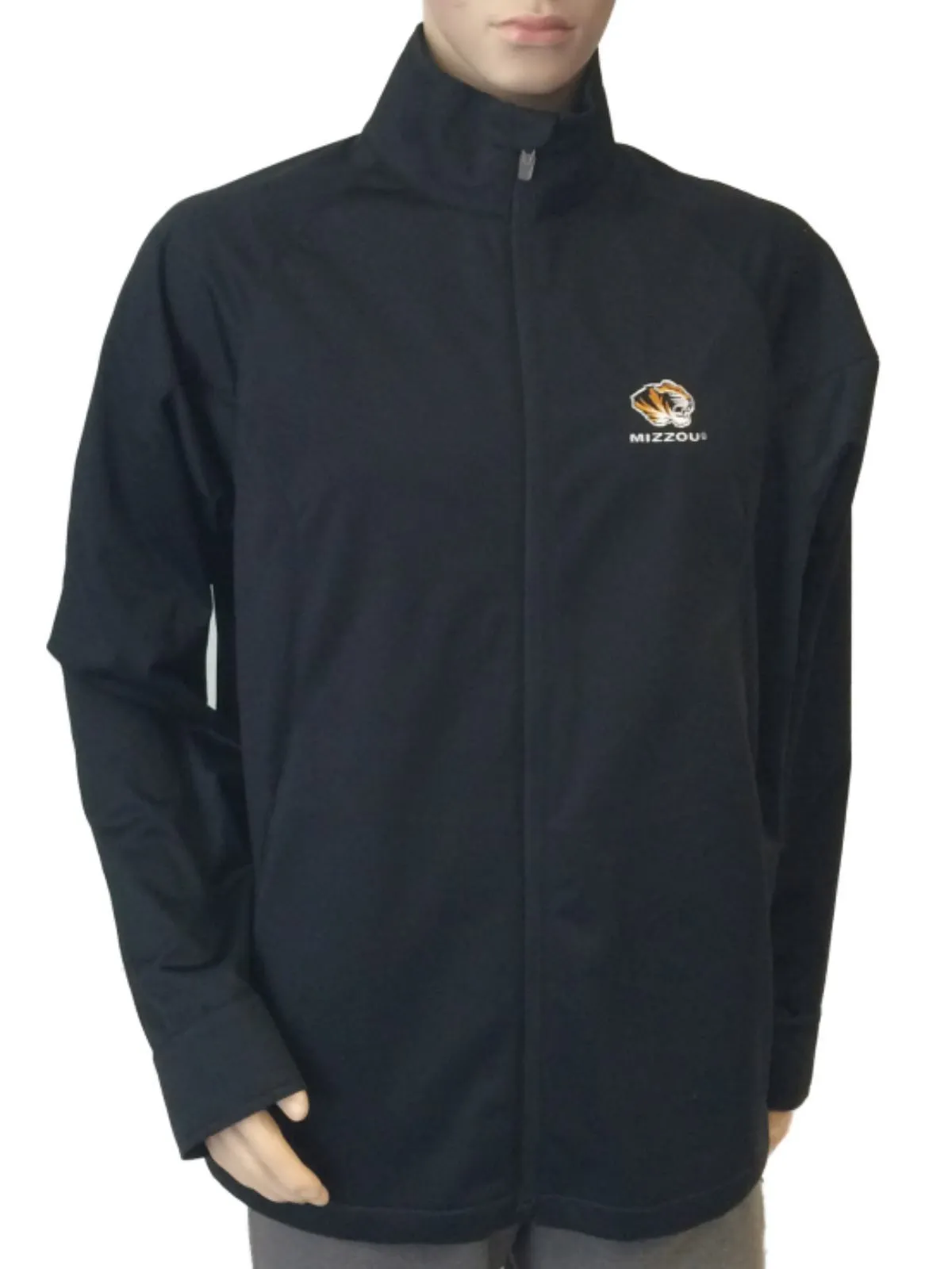 Missouri Tigers Champ Black LS Water Resistant Full Zip Jacket with Pockets (L)