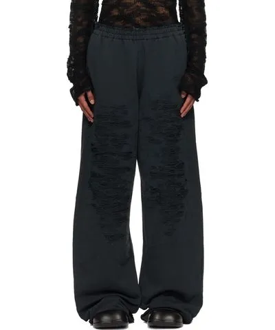 MM6 Maison Margiela Black Distressed Sweatpants