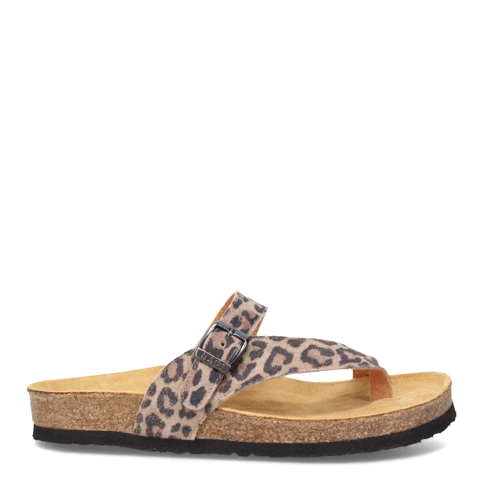 Naot Womens Tahoe Toe Strap Thong Sandal- Cheetah Print Leather