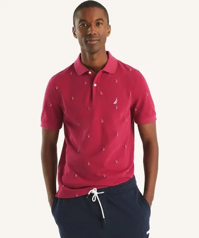 Nautica Mens Classic Fit Printed Deck Polo