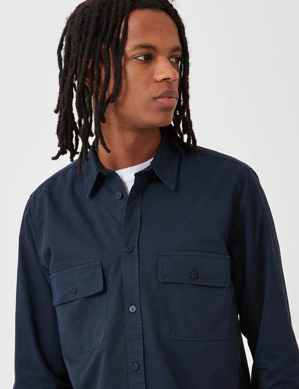 Norse Projects Villads Light Twill Overshirt - Dark Navy Blue