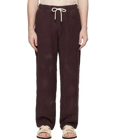 OAS Burgundy Ayora Crochet Sweatpants