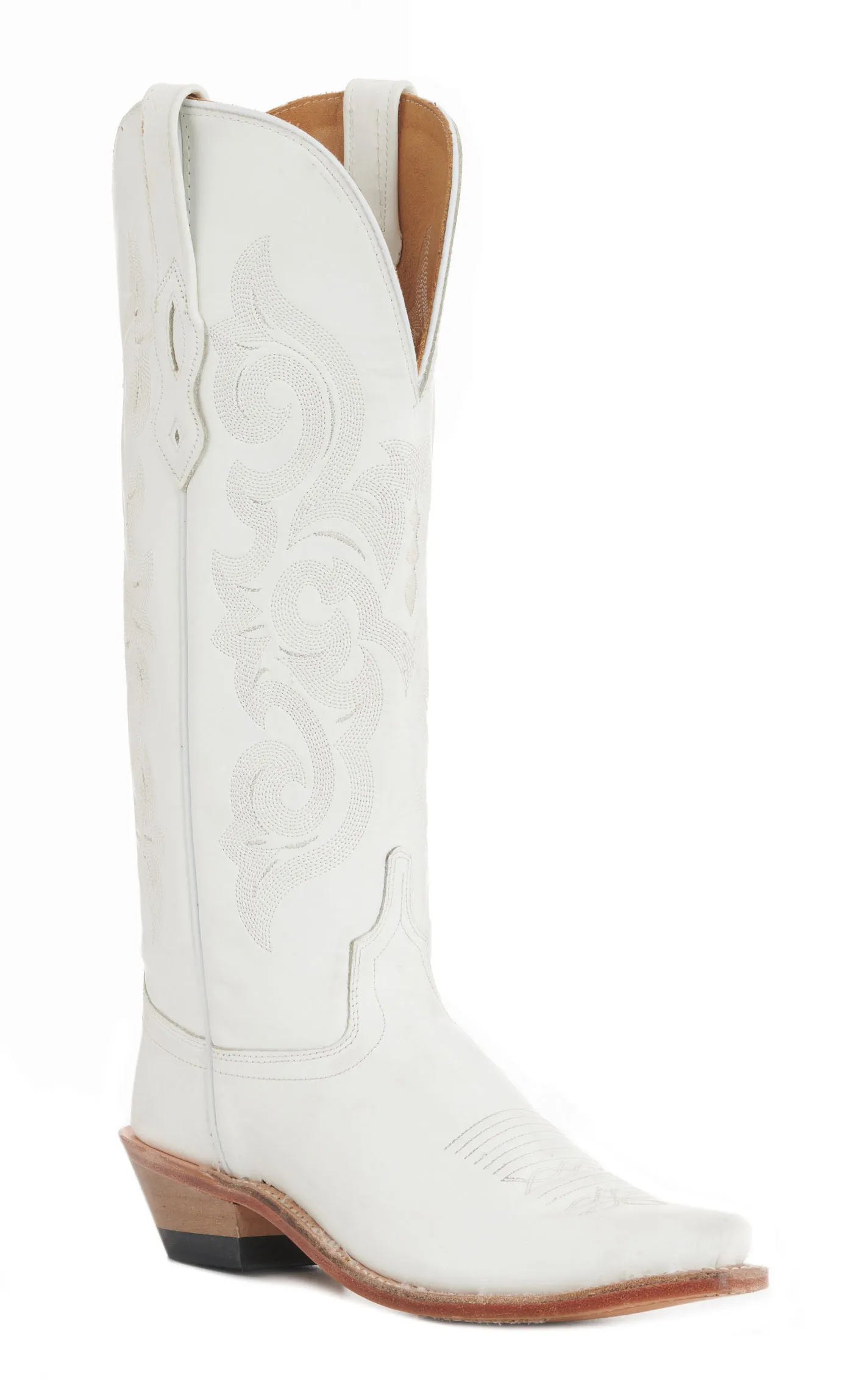 Old West Women's White Snip Toe Tall Cowboy Boots