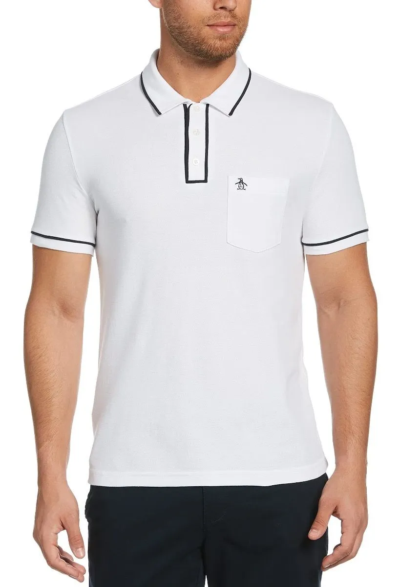 Original Penguin The Earl Short Sleeve Polo Shirt White/Dk Sapphire