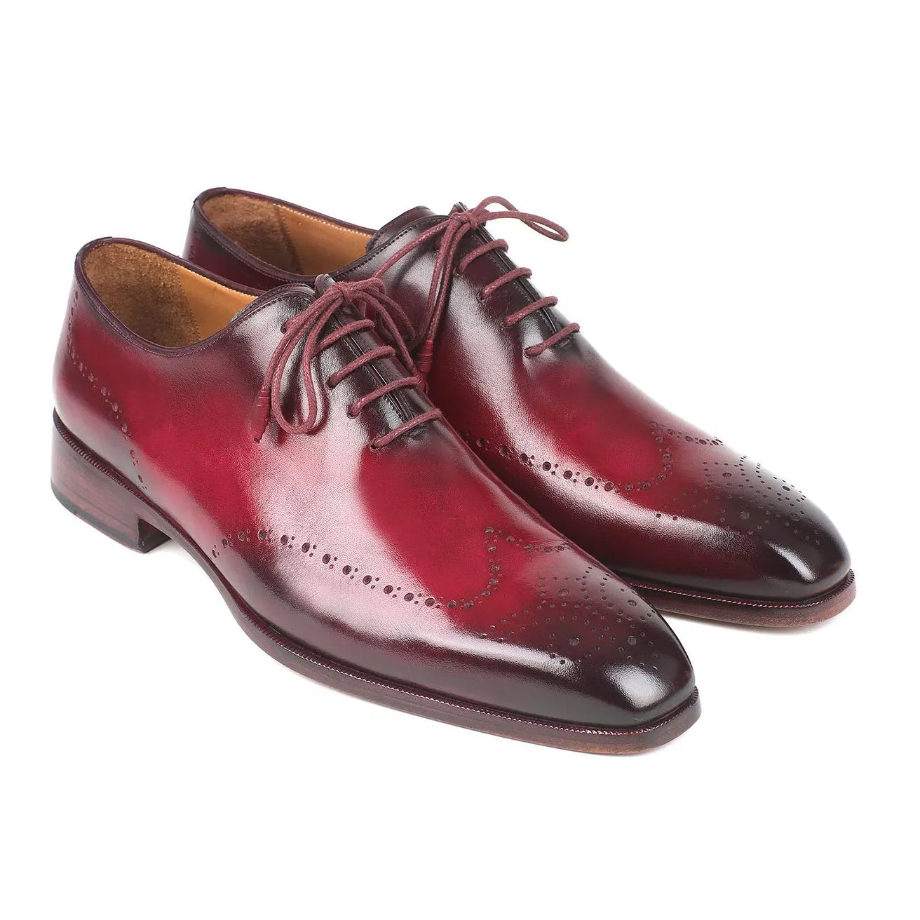 Paul Parkman 84RT83 Men's Shoes Bordeaux Calf-Skin Leather Wholecut Oxfords (PM6288)