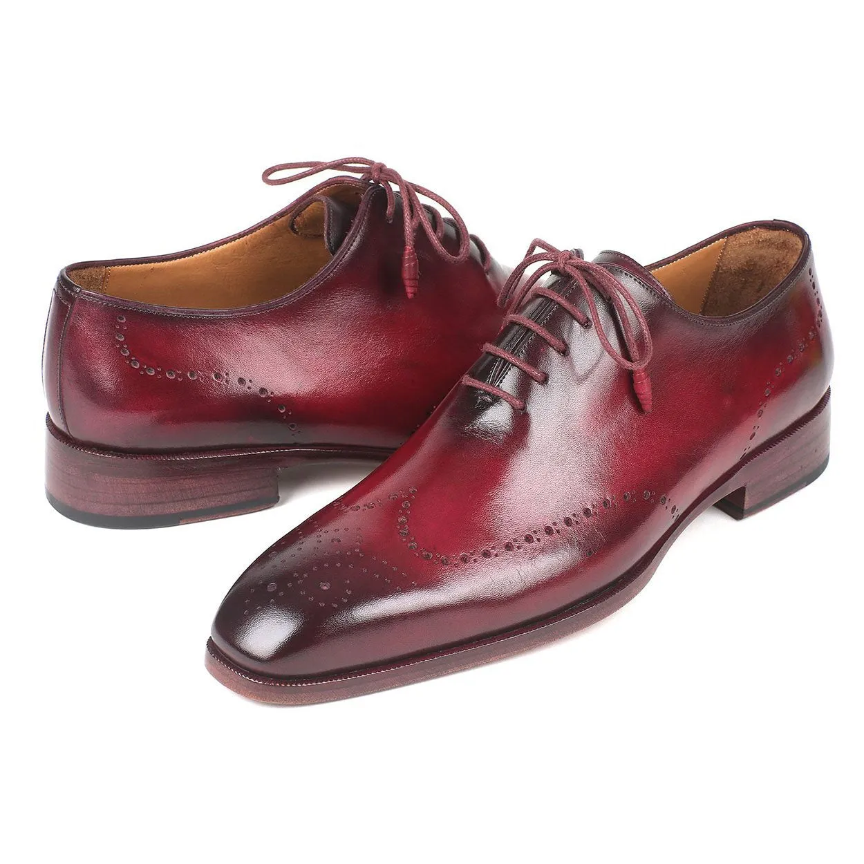 Paul Parkman 84RT83 Men's Shoes Bordeaux Calf-Skin Leather Wholecut Oxfords (PM6288)