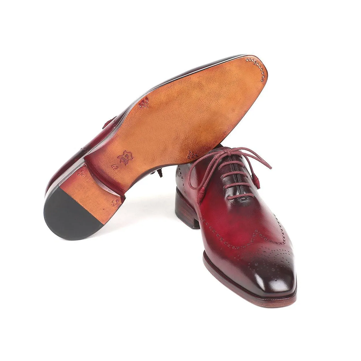 Paul Parkman 84RT83 Men's Shoes Bordeaux Calf-Skin Leather Wholecut Oxfords (PM6288)