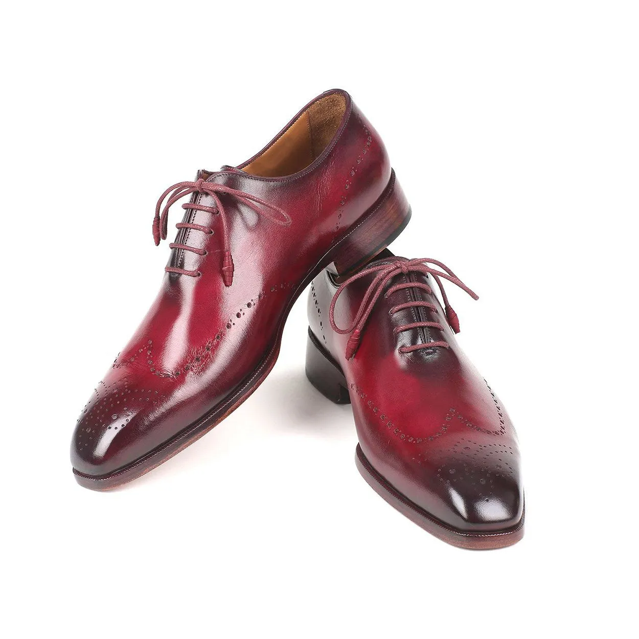 Paul Parkman 84RT83 Men's Shoes Bordeaux Calf-Skin Leather Wholecut Oxfords (PM6288)