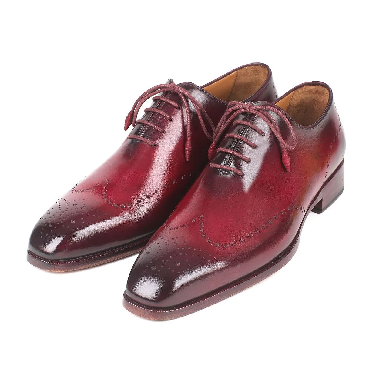 Paul Parkman 84RT83 Men's Shoes Bordeaux Calf-Skin Leather Wholecut Oxfords (PM6288)