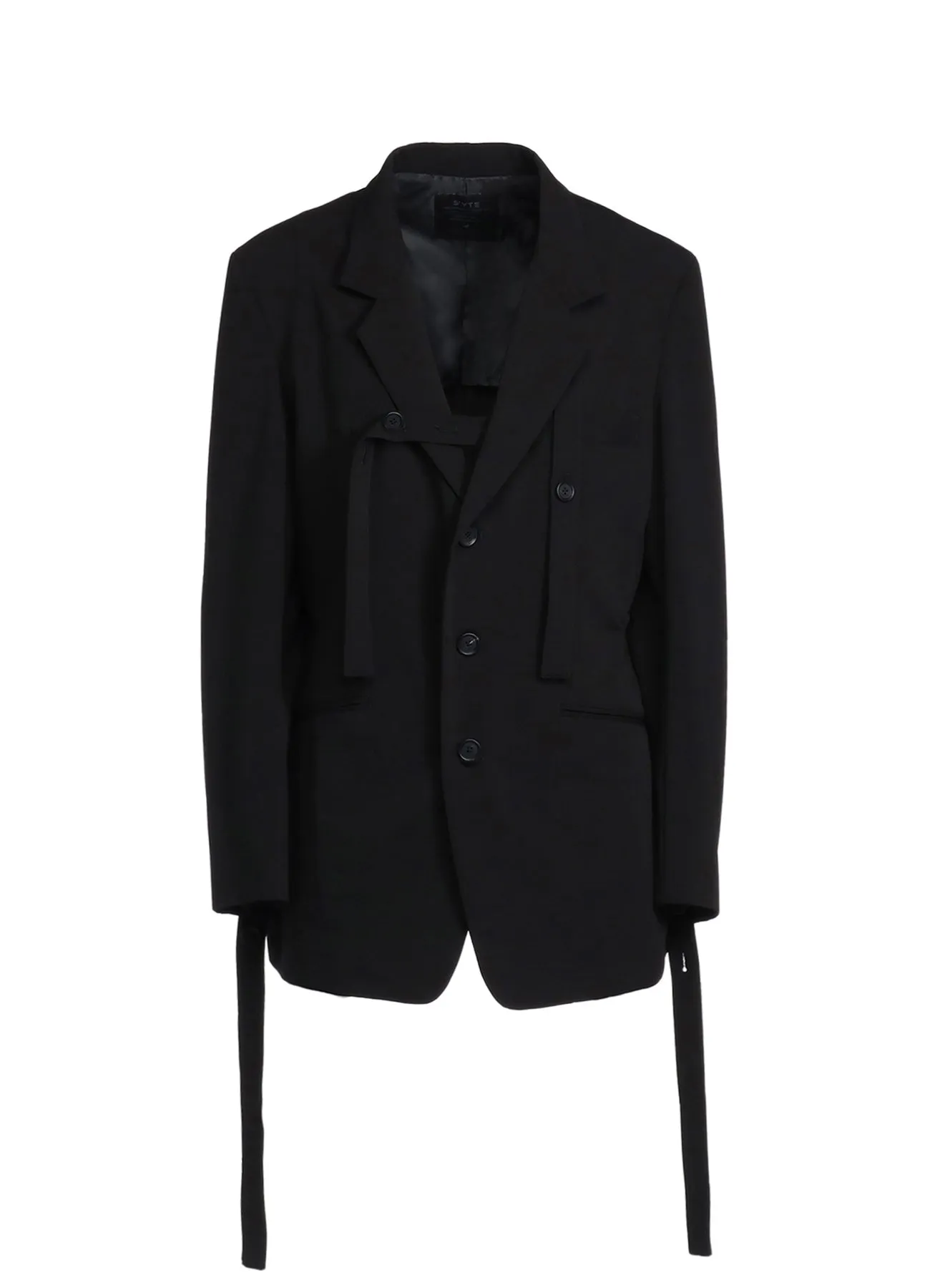 PE/RAYON GABARDINE STRETCH BELTED NOTCH LAPEL JACKET