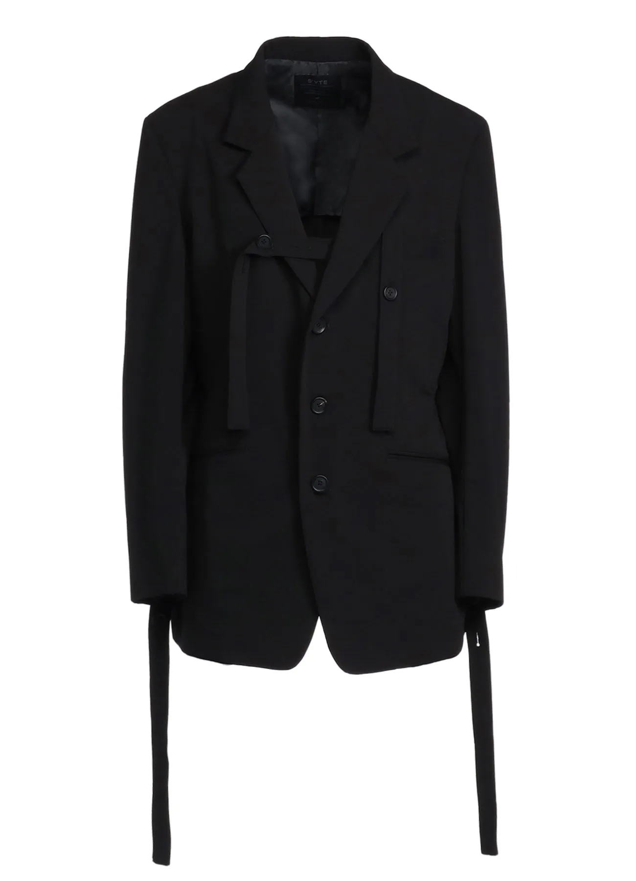 PE/RAYON GABARDINE STRETCH BELTED NOTCH LAPEL JACKET