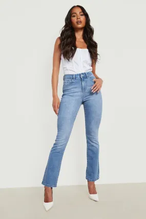 Petite Back Split Hem Stretch Flare Jeans