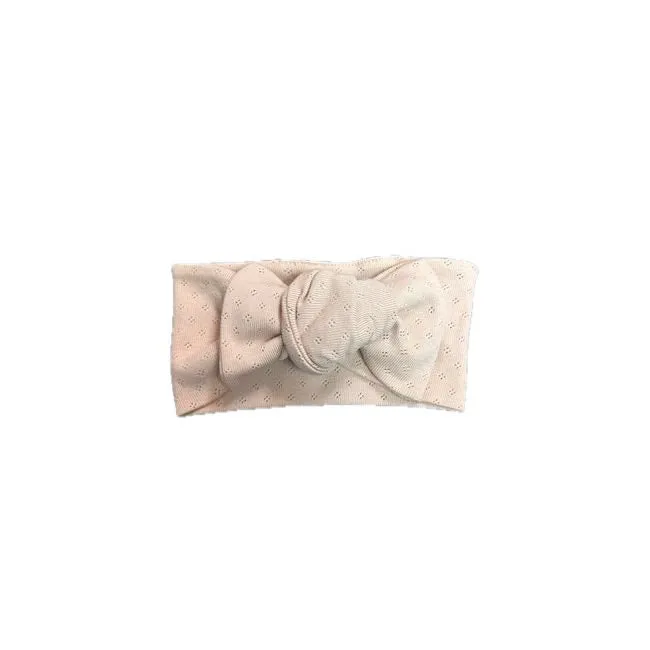 Petite Evelina Apparel Bow Headband/Pointoille - Blush