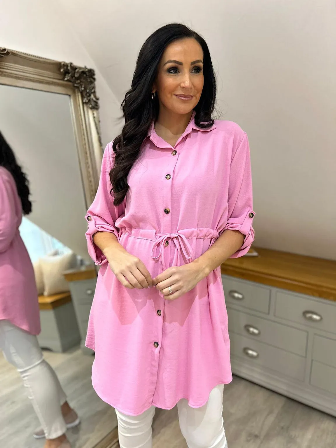 Pink Tie Waist Tunic Rosie