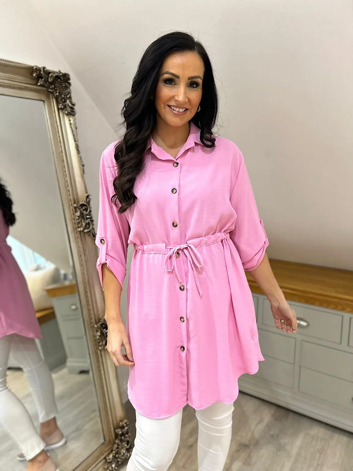 Pink Tie Waist Tunic Rosie