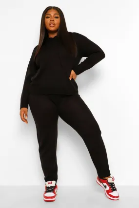 Plus Hooded Sweater & Jogger Loungewear Set