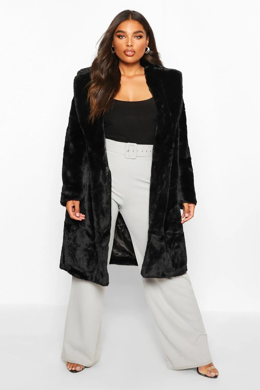 Plus Supersoft Faux Fur Midi Length Coat