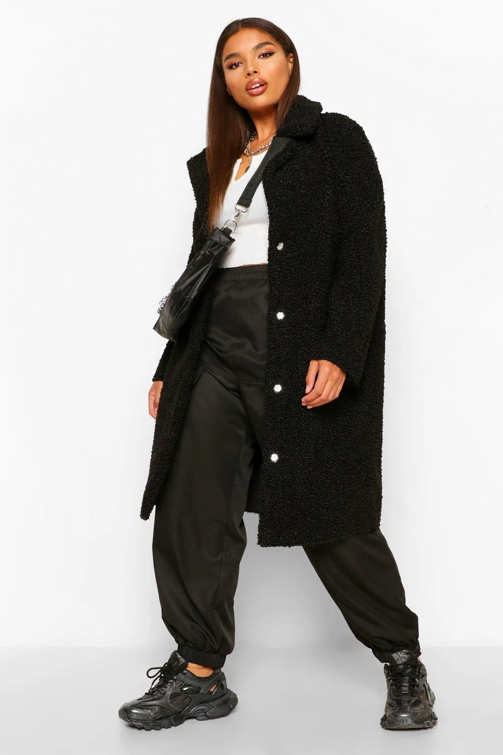 Plus Teddy Faux Fur Longline Coat