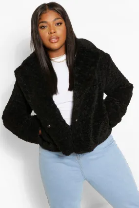 Plus Teddy Faux Fur Short Length Coat