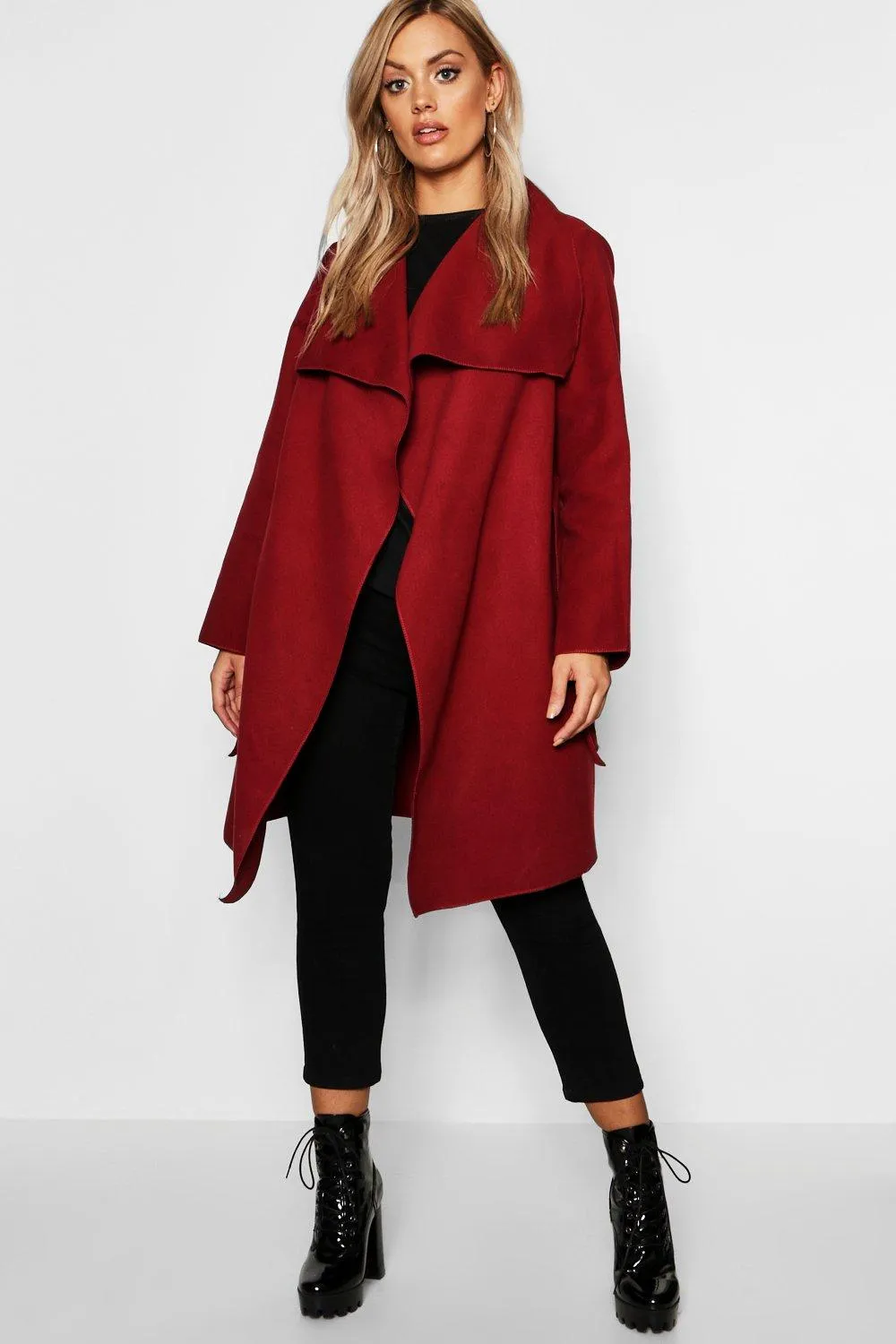 Plus Wool Look Wrap Front Coat