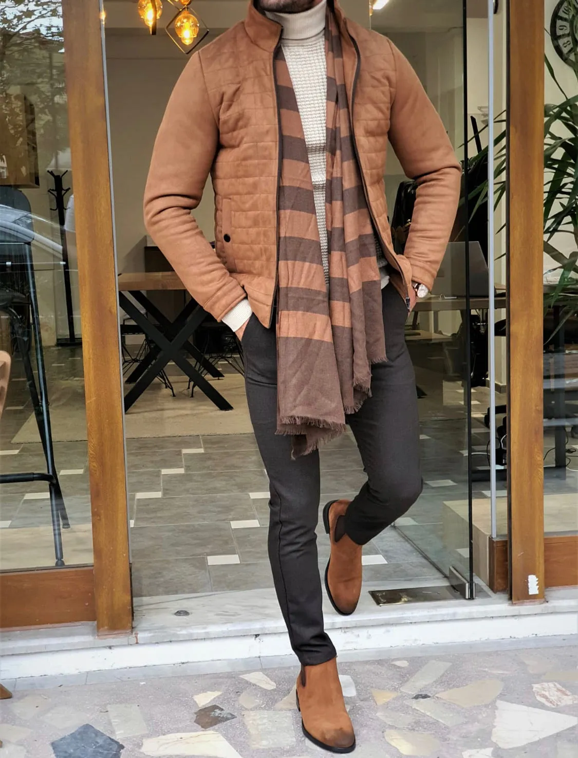 Pulko Camel Slim Fit Wool Coat