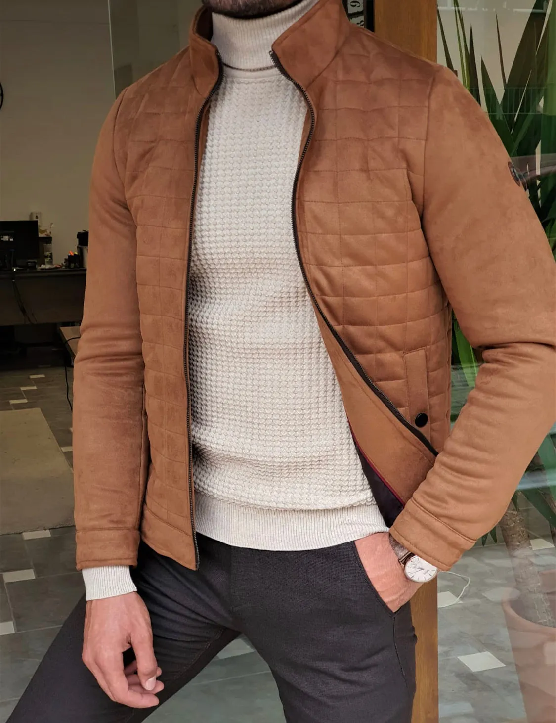 Pulko Camel Slim Fit Wool Coat