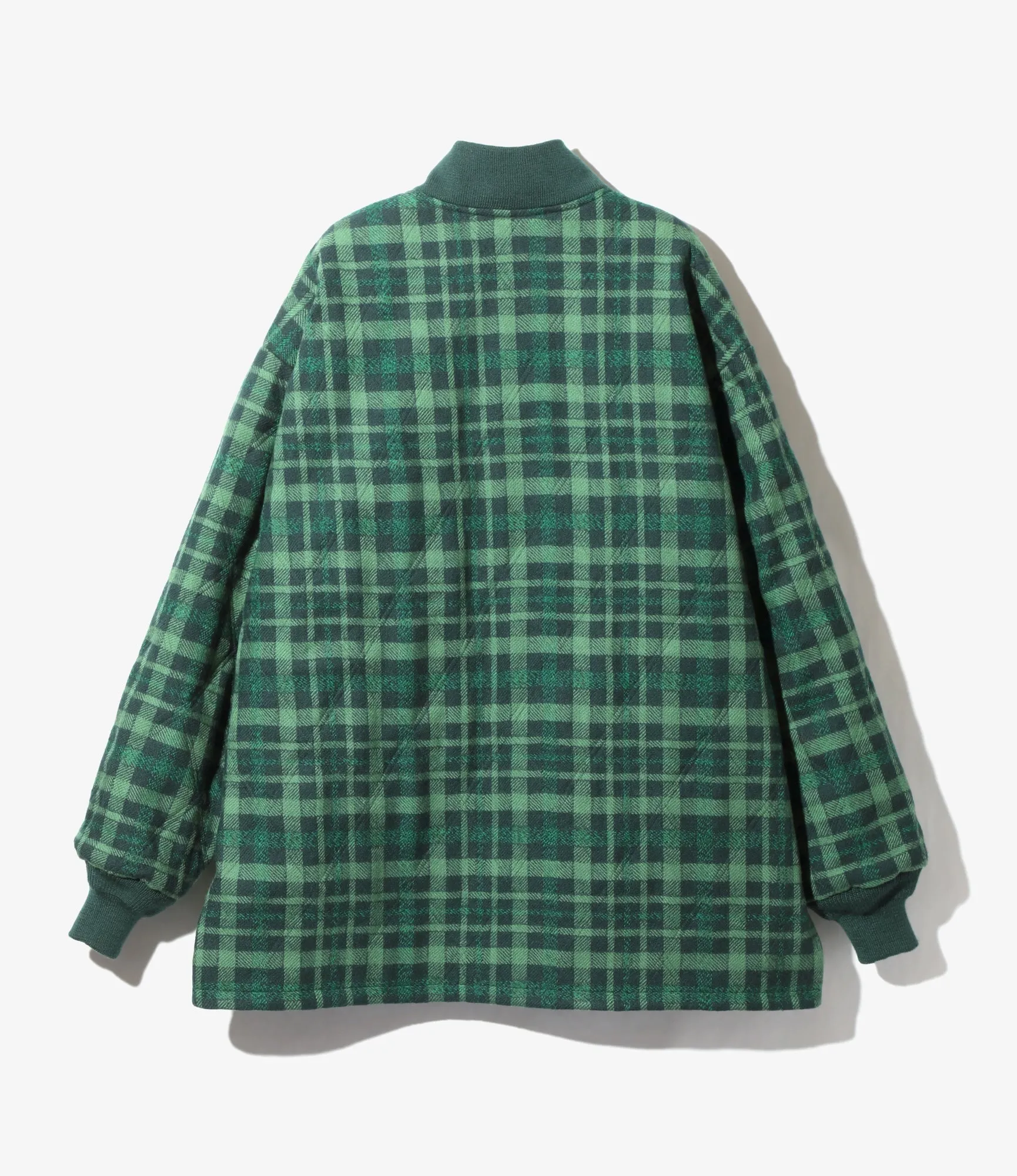 Quilted Sur Coat – Green Plaid Wool Twill